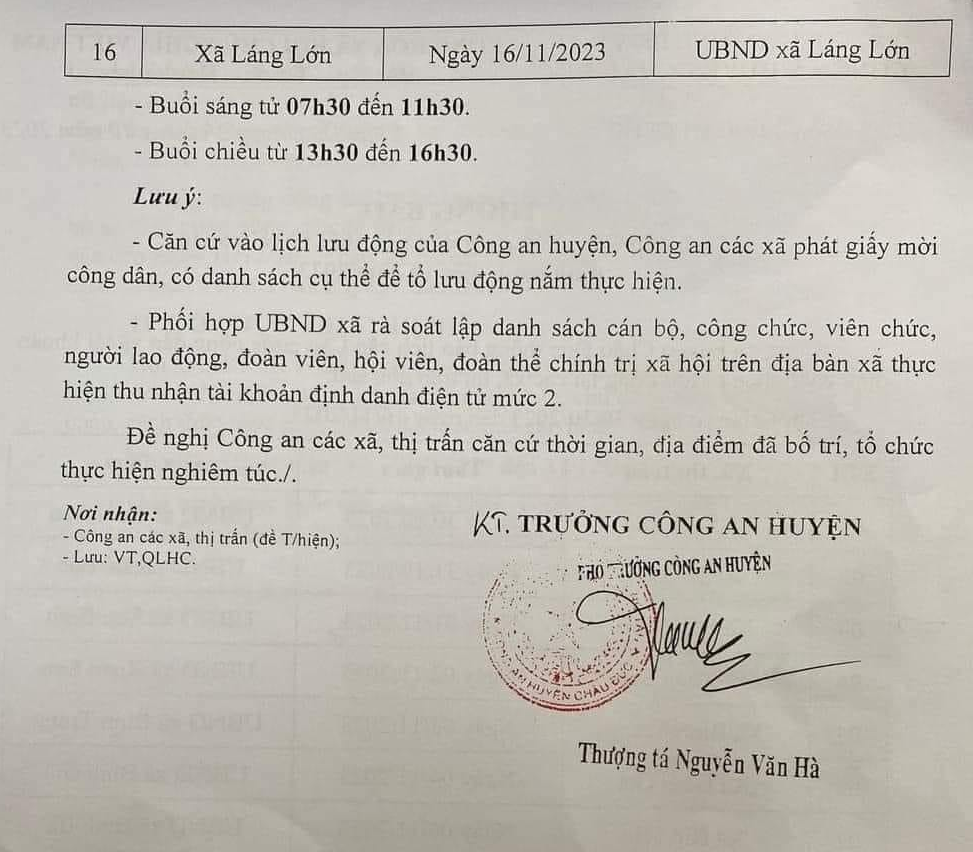 LICH CẤP CCCD VÀ TÀI KHOẢN ĐỊNH DANH ĐIỆN TỬ NĂM 2023 TẠI XÃ BÌNH GIÃ ...